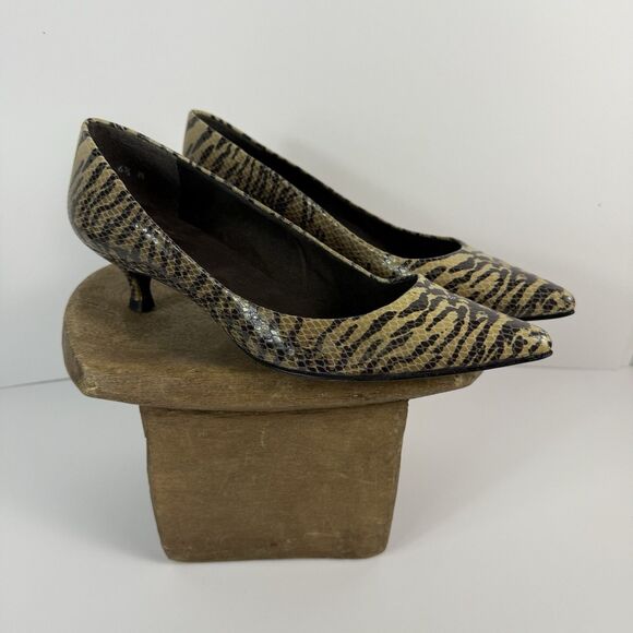 Womens Stuart Weitzman Python Snakeskin Leather Kitten Heels 6.5 - Picture 2 of 13